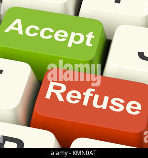 Annehmen und Ablehnen tasten Akzeptanz oder Ablehnung zeigen Stockfoto