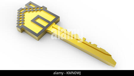 Golden 3d Home Key als Konzept Stockfoto