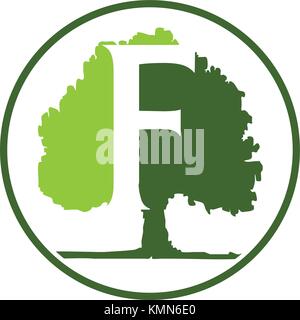 Eiche, Buchstabe f Stock Vektor