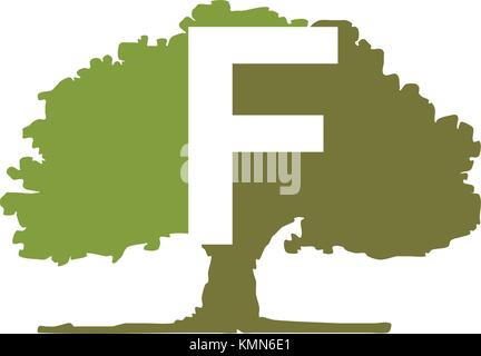 Eiche, Buchstabe f Stock Vektor