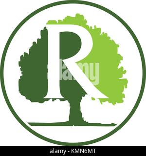 Eiche Buchstabe r Stock Vektor