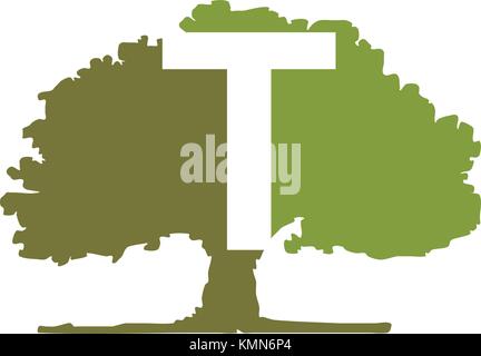 Eiche Buchstabe t Stock Vektor