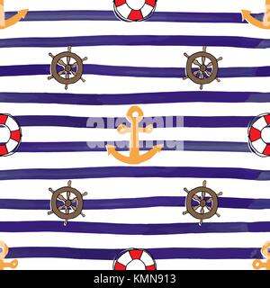 Nautische und Anker, nahtlose Muster Vector Illustration Stock Vektor