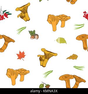 Pilz hand gezeichnete Skizze nahtlose Muster. Vector Illustration Stock Vektor