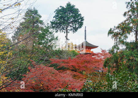 Die schöne Pagode der Otowa-san Kiyomizu-dera im Herbst Farbe, Kyoto, Japan Stockfoto