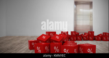 Vektor Symbol der Prozentsatz Symbol gegen Zimmer mit Aufzug Stockfoto