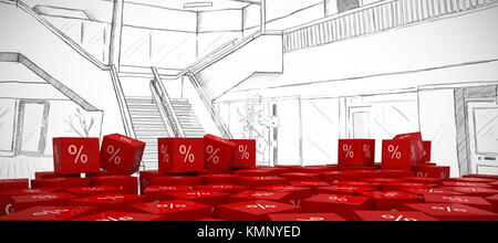 Vektor Symbol der Prozentsatz Symbol gegen Mall Skizze Stockfoto