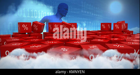 Vektor Symbol der Prozentsatz Symbol gegen das zusammengesetzte Bild im blauen Zeichen ausgeführt wird Stockfoto