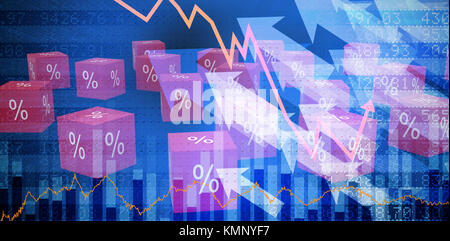 Vektor Symbol der Prozentsatz Symbol gegen Aktien und Anteile Stockfoto