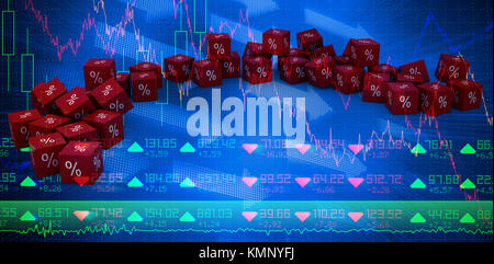 Vektor Symbol der Prozentsatz Symbol gegen Aktien und Anteile Stockfoto