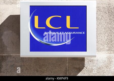 Lyon, Frankreich - 20 September 2017: LCL oder Credit Lyonnais Logo auf eine Wand. Credit Lyonnais ist eine historische französische Bank und einer der größten in Frankreich Stockfoto