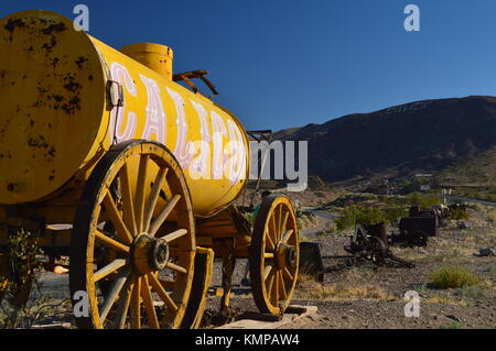 Calico, ehemalige Bergbaustadt des Wilden Westens in Kalifornien zeigt uns alle Arten von Tools für die Goldgewinnung. Juni 21, 2017. Calico, Kalifornien, USA, USA Stockfoto