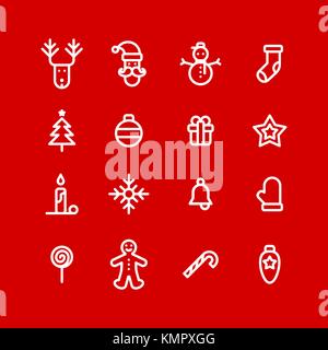 Weihnachten Icons Set einfache Flat Style Vector Illustration. Stock Vektor
