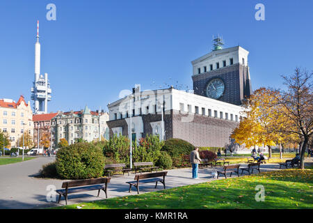 Kostel Nejsvětějšího srdce Páně (1928-1932, Josip Plečnik), Náměstí Jiřího z Poděbrad, Vinohrady, Prag, Česká republika / Kirche der Heiligsten h Stockfoto