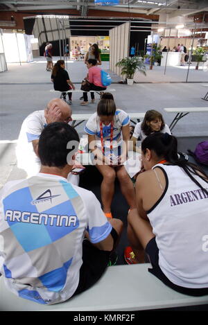 Sportler kommen bei World Masters Veteranen Leichtathletik WM in Lyon, Frankreich Stockfoto