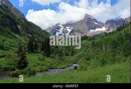 Eine malerische Sommer Landschaft bei Maroon Bells Aspen Colorado Stockfoto