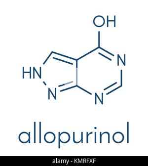 Allopurinol Gicht Droge Molekül. Skelettmuskulatur Formel. Stock Vektor