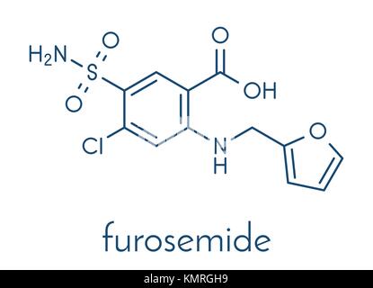 Furosemid diuretischen Droge Molekül. medizinisch zur Behandlung des Bluthochdrucks. Auch als Verdeckenmittel im Sport Doping verwendet. Skelettmuskulatur Formel. Stock Vektor