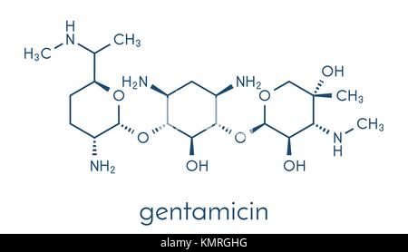 Gentamicin Antibiotikum Medikament (AMINOGLYCOSIDE Klasse) Molekül. Skelettmuskulatur Formel. Stock Vektor