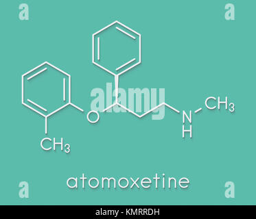 Atomoxetine attention-deficit Hyperactivity Disorder (ADHD) Droge Molekül. Skelettmuskulatur Formel. Stockfoto