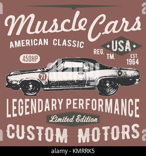 T-shirt Typografie Design, retro Auto vector, Drucken von Grafiken, typografische Vector Illustration, Oldtimer, Grafik Design für Label- oder T-Shirt drucken Stock Vektor