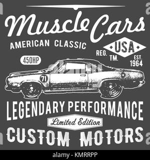 T-shirt Typografie Design, retro Auto vector, Drucken von Grafiken, typografische Vector Illustration, Oldtimer, Grafik Design für Label- oder T-Shirt drucken Stock Vektor