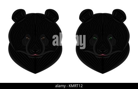 Vektor tragen. vector Abbildung: Schwarzer Bär in kreativen Stil mit braunen und grünen Augen Stock Vektor