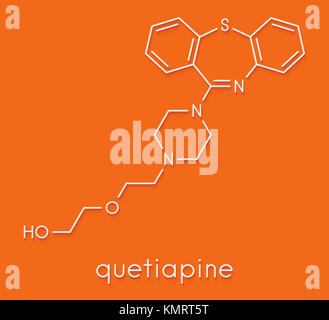 Quetiapin antipsychotische Droge Molekül. Skelettmuskulatur Formel. Stockfoto