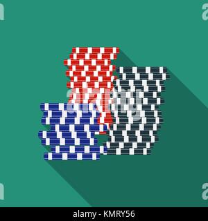 Flache design vector Spieljetons Symbol mit langen Schatten. Stock Vektor
