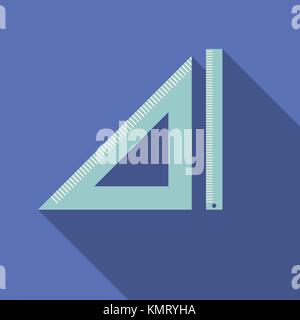 Flaches Design moderne Vector Illustration von Dreieck und Lineal Symbol mit langen Schatten. Stock Vektor