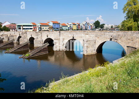 Die meisten goticky Kamenny, Písek, Česká republika/gotische steinerne Brücke, Stadt Pisek, Tschechien Stockfoto