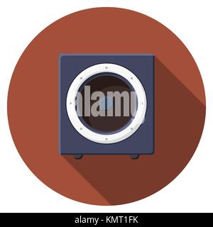 Flache design Vector sound Lautsprecher Symbol mit langen Schatten, isoliert. Stock Vektor