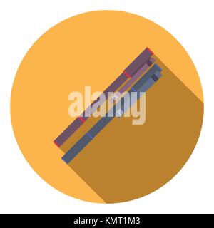 Flache design Vector Illustration Konzept der Kugelschreiber Symbol lange Schatten. Stock Vektor