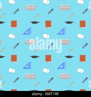 Zurück flache Design moderne Vector Illustration zu Schule, nahtlose Muster, Stift, pensil, skalenhaube Symbole. Stock Vektor