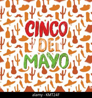 Happy Cinco de Mayo Grußkarte hand Schrift. mexikanische Urlaub. Vector Illustration Stock Vektor