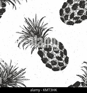 Ananas Hand gezeichnet nahtlose Muster, Obst Hintergrund Vector Illustration Stock Vektor