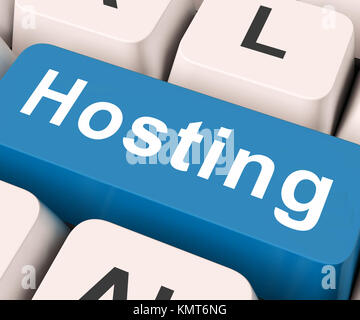 Hosting-Taste auf der Tastatur Bedeutung Host einladen oder unterhalten Stockfoto