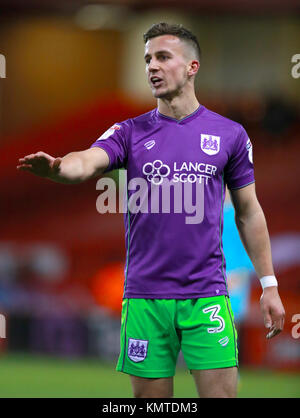 Bristol City Joe Bryan während der Sky Bet Meisterschaft Gleiches an Bramall Lane, Sheffield. PRESS ASSOCIATION Foto. Bild Datum: Freitag Dezember 8, 2017. Siehe PA-Geschichte Fußball Sheff Utd. Photo Credit: Mike Egerton/PA-Kabel. Einschränkungen: EDITORIAL NUR VERWENDEN Keine Verwendung mit nicht autorisierten Audio-, Video-, Daten-, Spielpläne, Verein/liga Logos oder "live" Dienstleistungen. On-line-in-Verwendung auf 75 Bilder beschränkt, kein Video-Emulation. Keine Verwendung in Wetten, Spiele oder einzelne Verein/Liga/player Publikationen. Stockfoto