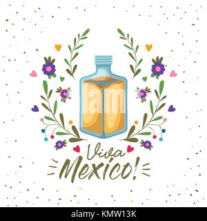 Viva Mexico buntes Plakat mit tequila Flasche Stock Vektor