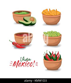 Viva Mexico buntes Plakat mit typischen mexikanischen Essen Stock Vektor