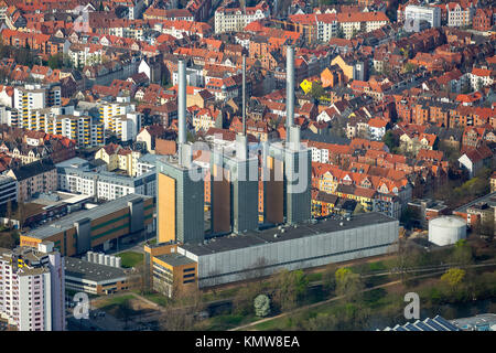 Heizkraftwerk Linden, die drei warme Brüder, Erdgas Kraftwerk Hannover, Schornsteine, Hannover, Landeshauptstadt, Niedersachsen, Deutschland, Hannover Stockfoto