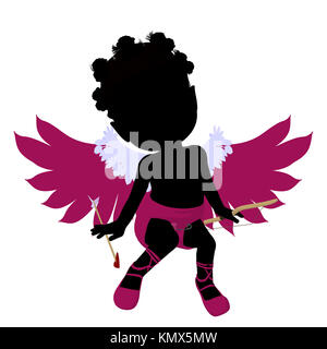 Wenig african american Cupid Mädchen auf weißem Hintergrund Stockfoto