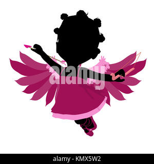 Wenig african american Cupid Mädchen auf weißem Hintergrund Stockfoto