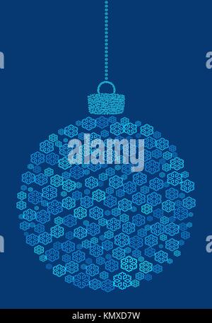 Vektor hängen abstrakte christmas ball bestehend aus line Schneeflocke Symbole auf dem blauen Hintergrund. Stock Vektor
