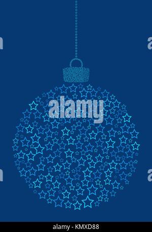 Vektor hängen abstrakte christmas ball bestehend aus Line star Symbole auf dem blauen Hintergrund. Stock Vektor