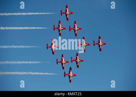 Royal Canadian Snowbirds fliegen in die 'Silver Dart 'Bildung im 'Gowen Thunder 2017 Airshow" gowen Field in Boise Idaho am 14. Oktober 2017 Stockfoto