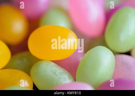 Makro Textur von bunten Gummibärchen Bonbons Stockfoto