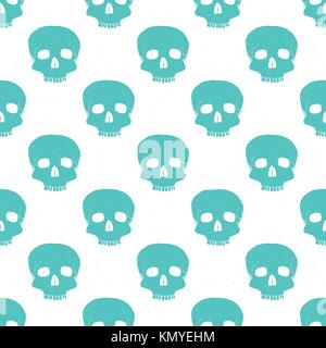 Schädel nahtlose Muster, handgezeichnete Skizze Vector Illustration. Stock Vektor