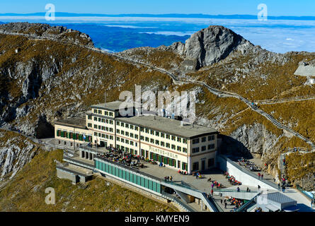 Historische Mountain Hotel pilatus-kulm, Pilatus massiv, Alpnachstad in der Nähe von Luzern, Schweiz Stockfoto