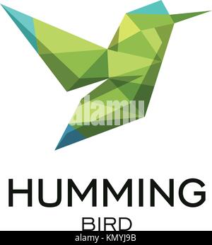 Hummig bird geometrische Zeichen, Calibri abstrakte polygonalen Vektor logo Vorlage. origami Grün Low Poly Wild animal Symbol. Stock Vektor
